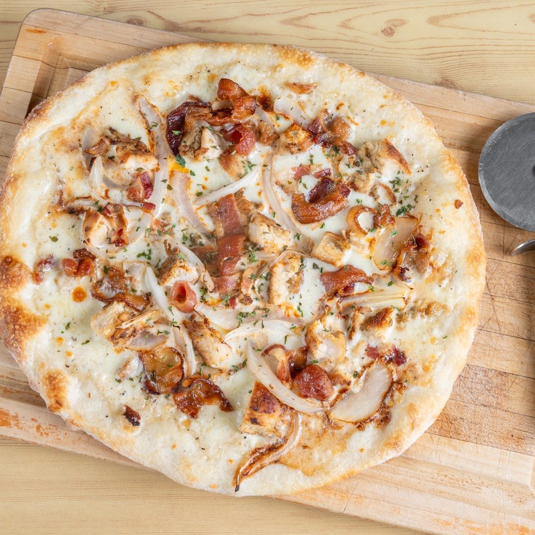 Chicken Carbonara Pizza.