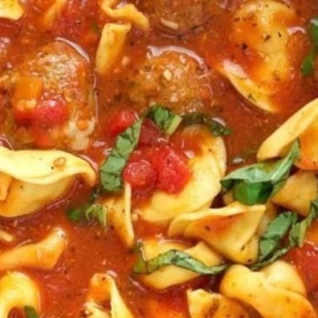 Tortellini & Meatballs Soup.