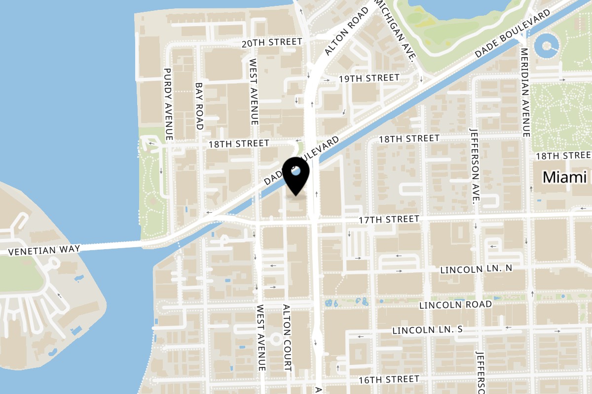 Map showing the location of Master's Pizza Pasta & Grill on 1720 Alton Rd in Miami Beach